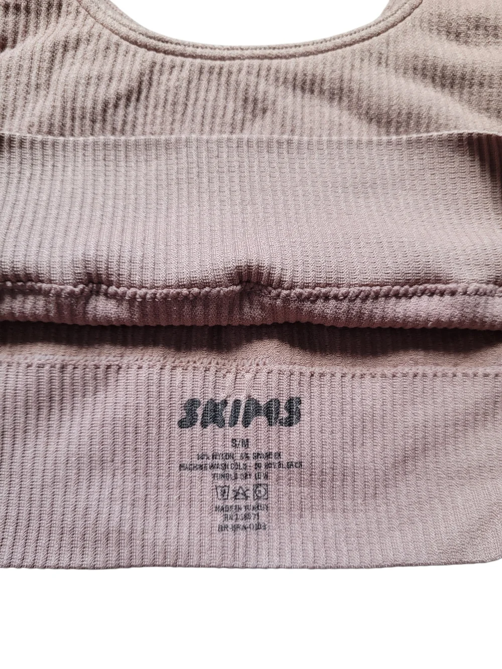 SKIMS Stretch Rib Scoop Neck Bralette Ribbed Wireless Mauve Pink S/M